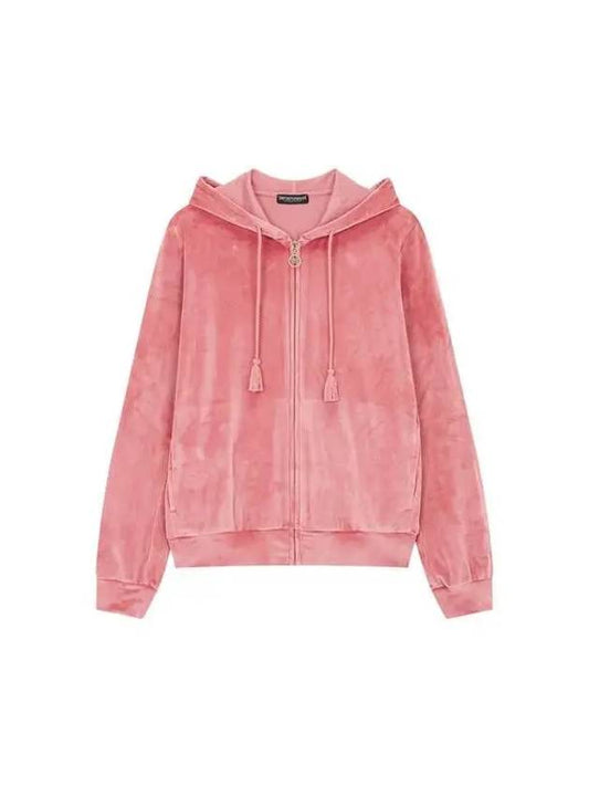 UNDERWEAR Women s Velor Tassel Lounge Hooded Zip up Coral Pink 271064 - EMPORIO ARMANI - BALAAN 1