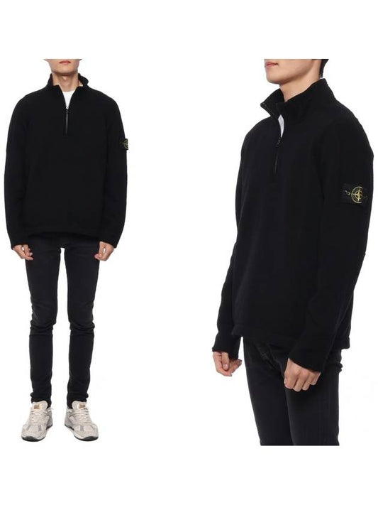 Wappen Patch Lambswool Half-Zip Knit Top Black - STONE ISLAND - BALAAN 2