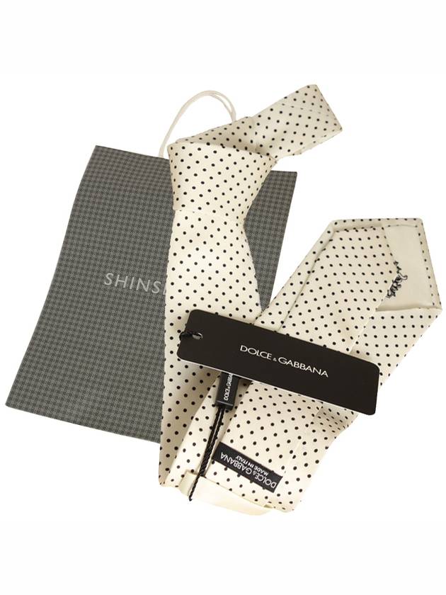 Polka Dot Silk Tie White - DOLCE&GABBANA - BALAAN 6