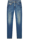 Destructive Slim Fit Jeans Blue - DIESEL - BALAAN 1