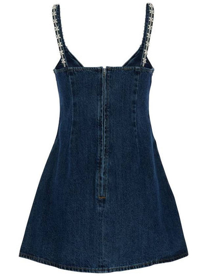 Blue Mini Dress With Bow Detail On The Front And Crystal Embellishment In Denim Woman - SELF PORTRAIT - BALAAN 2