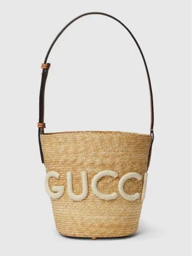 Patch detail small straw shoulder bag natural 7795319AAFH9566 - GUCCI - BALAAN 2