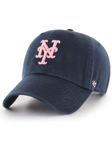 New York Mets MLB hat NY big logo baseball cap premium line ball navy pink - 47BRAND - BALAAN 1