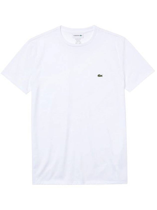 Crew Neck Pima Cotton Jersey Short Sleeve T-Shirt White - LACOSTE - BALAAN 1