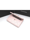 Gold Plated Shiny Grained Calfskin Enamel Strass Card Wallet Light Pink - CHANEL - BALAAN 4