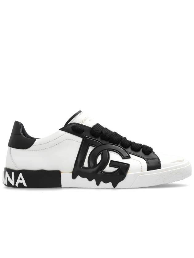 Portofino Vintage Calfskin Low Top Sneakers White Black - DOLCE&GABBANA - BALAAN 2