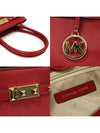 38H9CADS2L Scarlet Red Pebble Leather Edison Medium Satchel Shoulder Bag - MICHAEL KORS - BALAAN 7