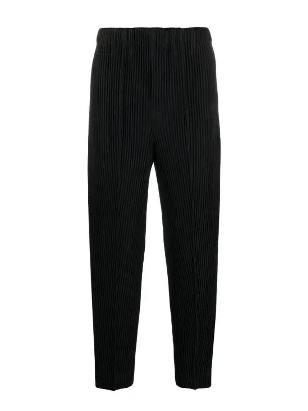 High Waist Pleated Straight Pants Black - ISSEY MIYAKE - BALAAN 2