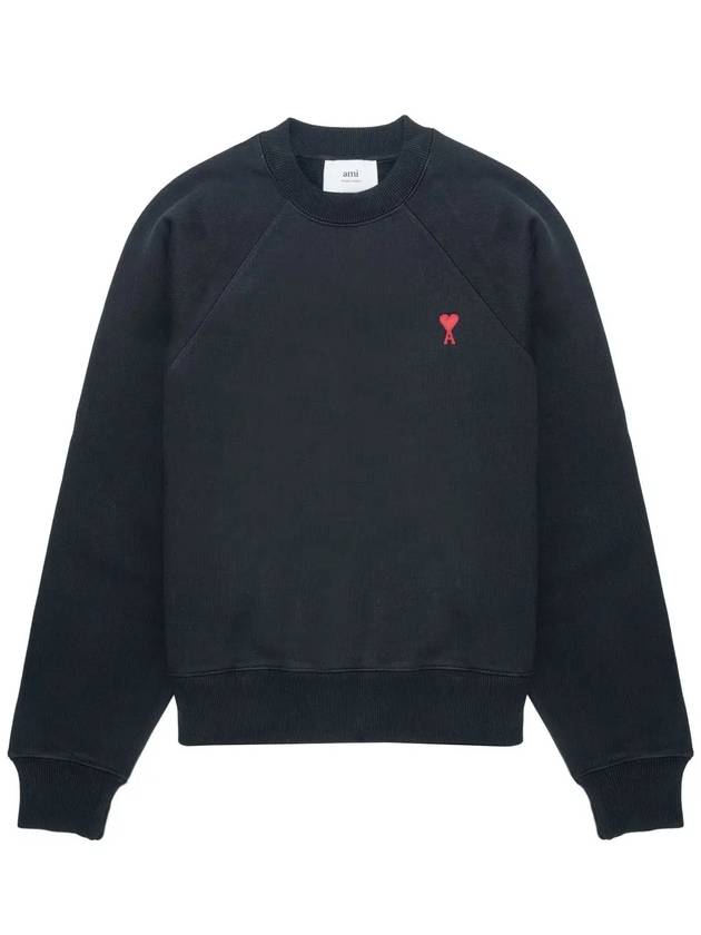 Small Heart Logo Sweatshirt Black - AMI - BALAAN 3