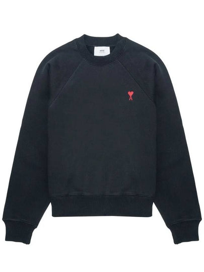 Small Heart Logo Sweatshirt Black - AMI - BALAAN 2