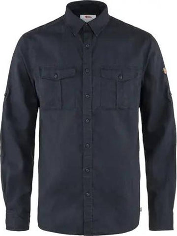 Men's Ovik Travel Long Sleeve Shirt Dark Navy - FJALL RAVEN - BALAAN 1