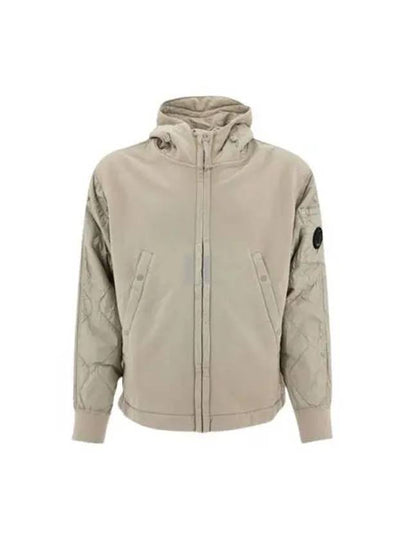 Diagonal Raised Fleece Mixed Quilted Zip Up Hoodie Beige - CP COMPANY - BALAAN 2