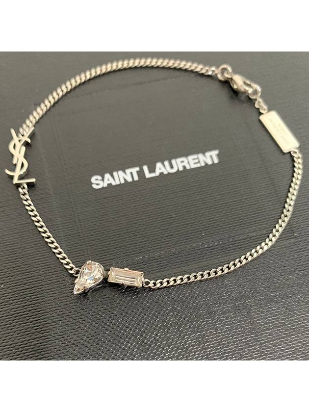 Opyum Charm Bracelet In Metal And Rhinestone Oxidized Silver - SAINT LAURENT - BALAAN 7