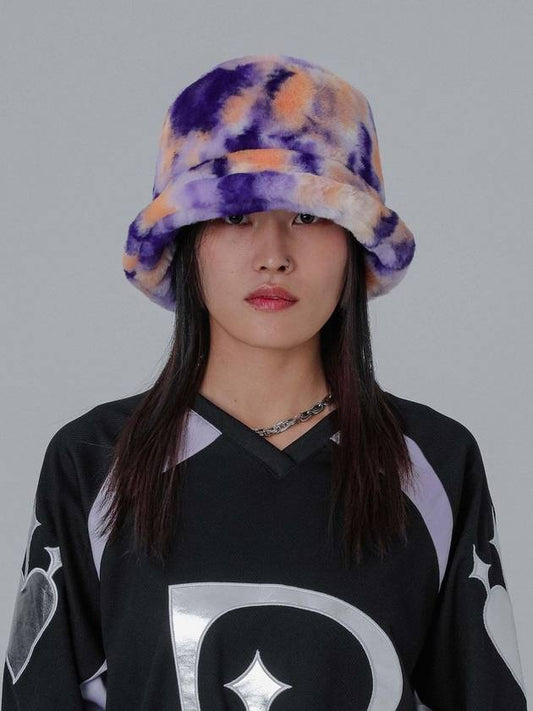 Purple Pansy Fur Bucket Hat - DILETTANTISME - BALAAN 2