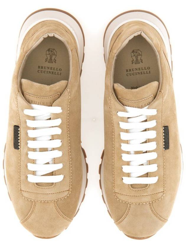 Chain Suede Low Top Sneakers Beige - BRUNELLO CUCINELLI - BALAAN 3