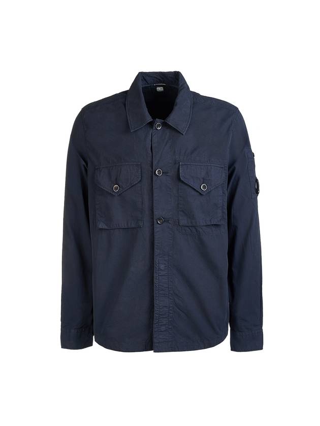 Logo Patch Cotton Long Sleeve Shirt Navy - CP COMPANY - BALAAN 1