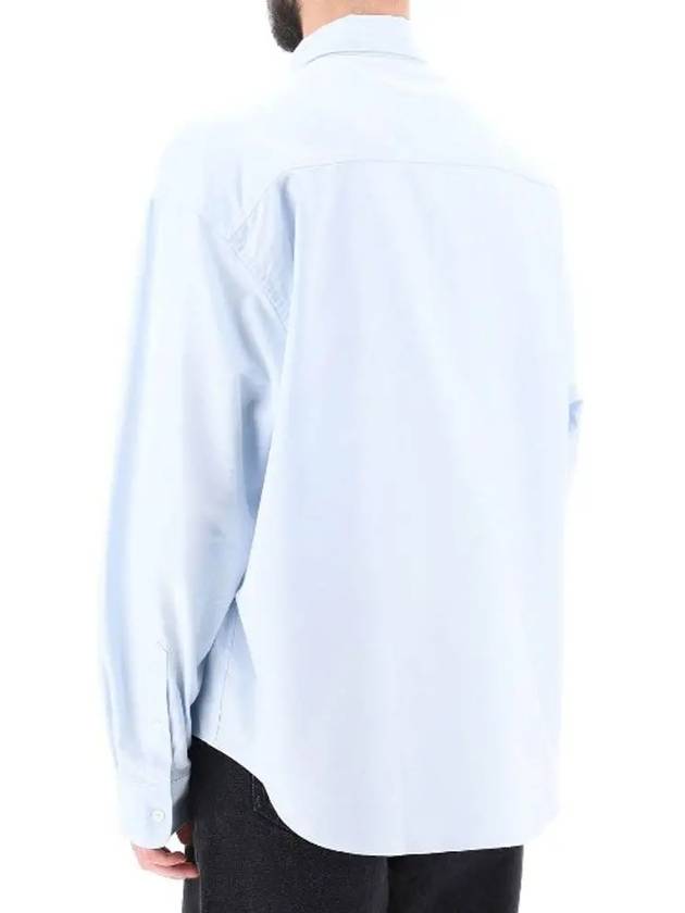 Heart Logo Boxy Fit Button Long Sleeve Shirt Sky Blue - AMI - BALAAN 4