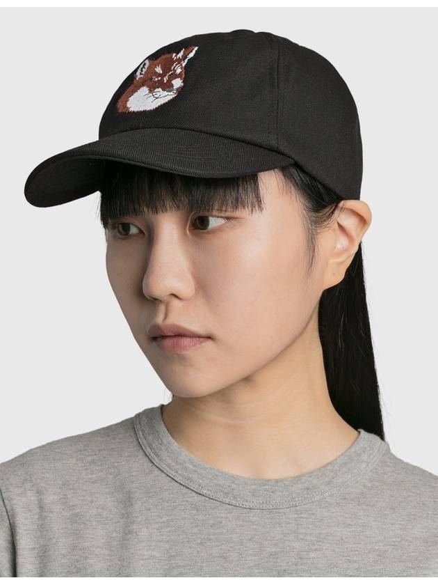 Large Fox Head Embroidered 6P Ball Cap Black - MAISON KITSUNE - BALAAN 9