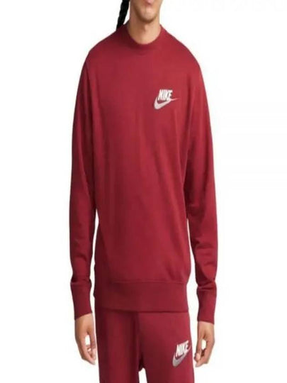 Men's Club French Terry Crew Long Sleeve T-Shirt Red - NIKE - BALAAN 2