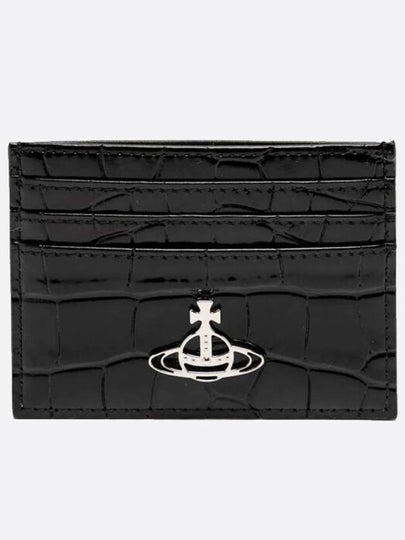 Logo Plaque Crocodile Card Wallet Black - VIVIENNE WESTWOOD - BALAAN 2