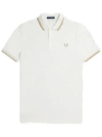 Twin Tip Logo Short Sleeve Polo Shirt Off White - FRED PERRY - BALAAN 1