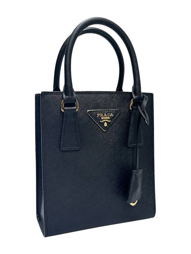 1BA358 Black Saffiano Lux Mini Tote Bag Strap - PRADA - BALAAN 2