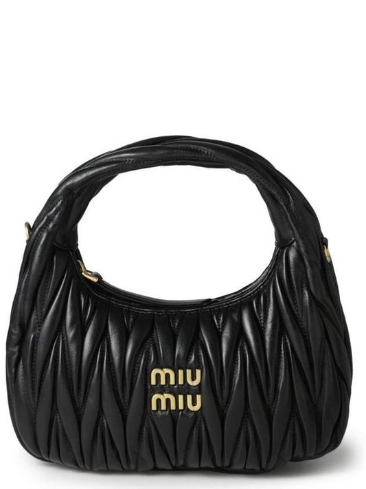 Wander Materasse Nappa Leather Mini Hobo Tote Bag Black - MIU MIU - BALAAN 2