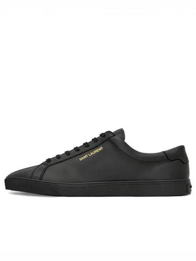 Andy Embossed Logo Leather Low Top Sneakers Black - SAINT LAURENT - BALAAN 2