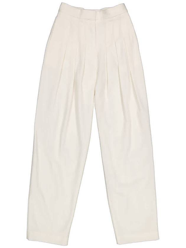 Women's Wool Pleated Straight Pants White - BURBERRY - BALAAN 1