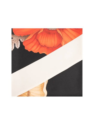 Poppies Print Silk Scarf Black - SALVATORE FERRAGAMO - BALAAN 1