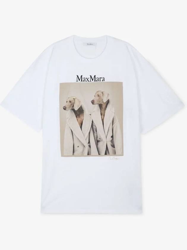 Women's Tacco Print Logo Cotton Short Sleeve T-Shirt White - MAX MARA - BALAAN 3