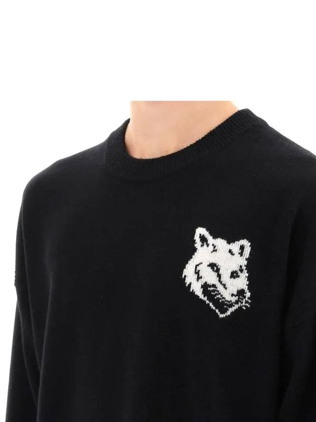 Intarsia Fox Head Comfort Knit Top Black - MAISON KITSUNE - BALAAN 6