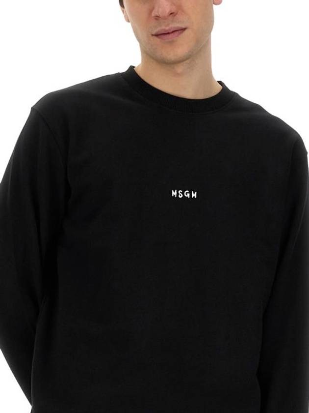 Brushed Micro Logo Cotton Sweatshirt Black - MSGM - BALAAN 5