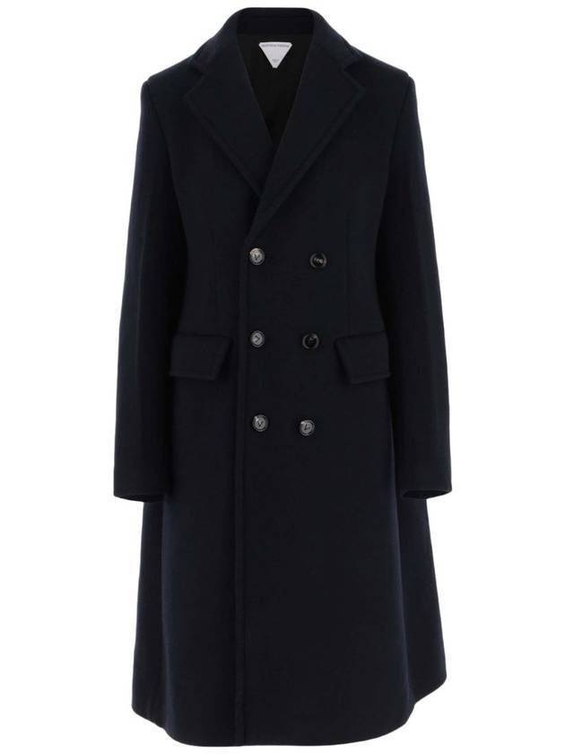 Women's Wool Cashmere Cape Double Coat Navy - BOTTEGA VENETA - BALAAN 1