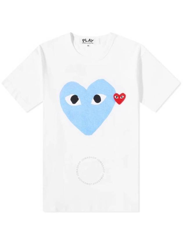 Men's Red Heart Waffen Blue Big Heart Short Sleeve T-Shirt P1 T106 2 White - COMME DES GARCONS PLAY - BALAAN 2