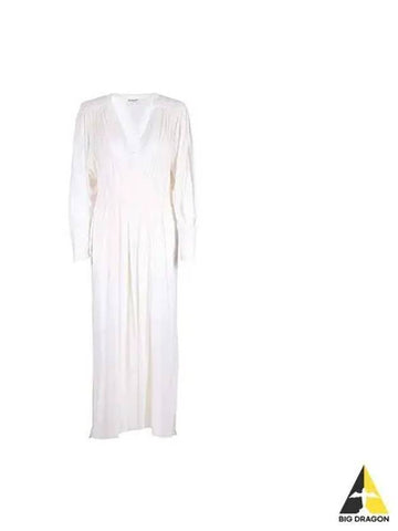 Women s EZINIA V neck long dress ecru RO0009 FA1J43E - ISABEL MARANT - BALAAN 1