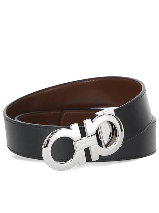 Gancini Reversible Adjustable Leather Belt Black Brown - SALVATORE FERRAGAMO - BALAAN 1