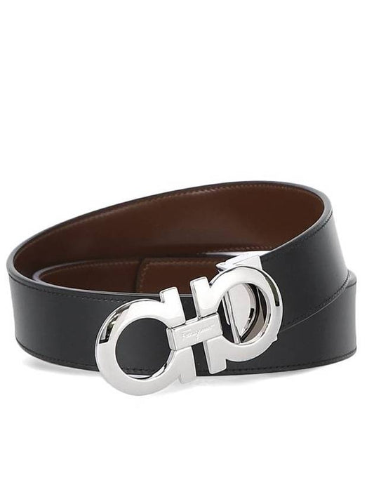 Gancini Reversible Adjustable Leather Belt Black Brown - SALVATORE FERRAGAMO - BALAAN 1