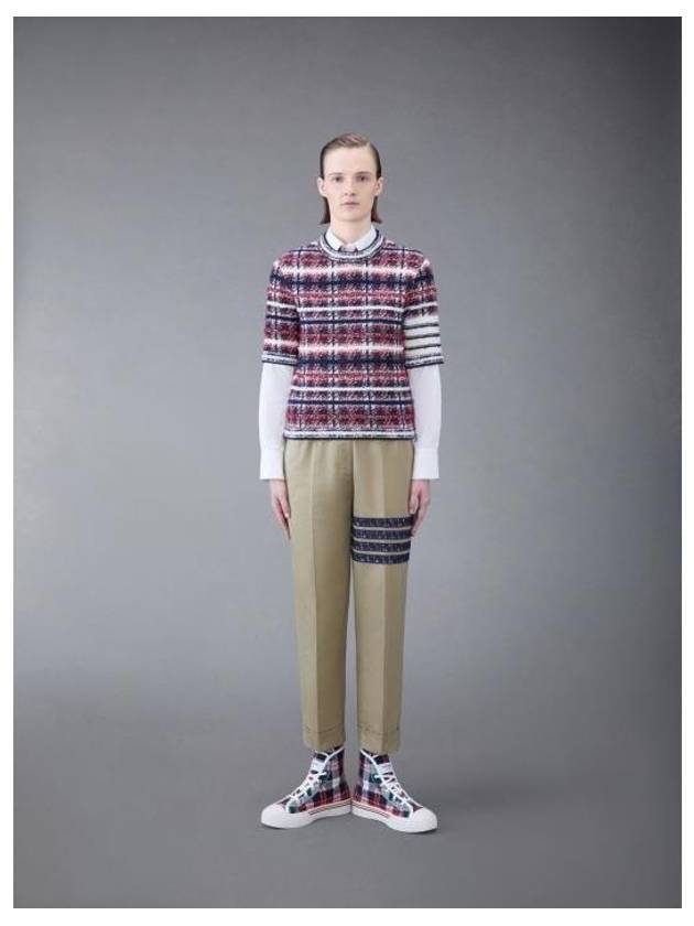 4 Bar Crew Neck Merino Mohair Knit Top Red - THOM BROWNE - BALAAN 4