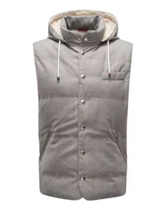 Feather Down Padded Wool Vest Grey - BRUNELLO CUCINELLI - BALAAN 2