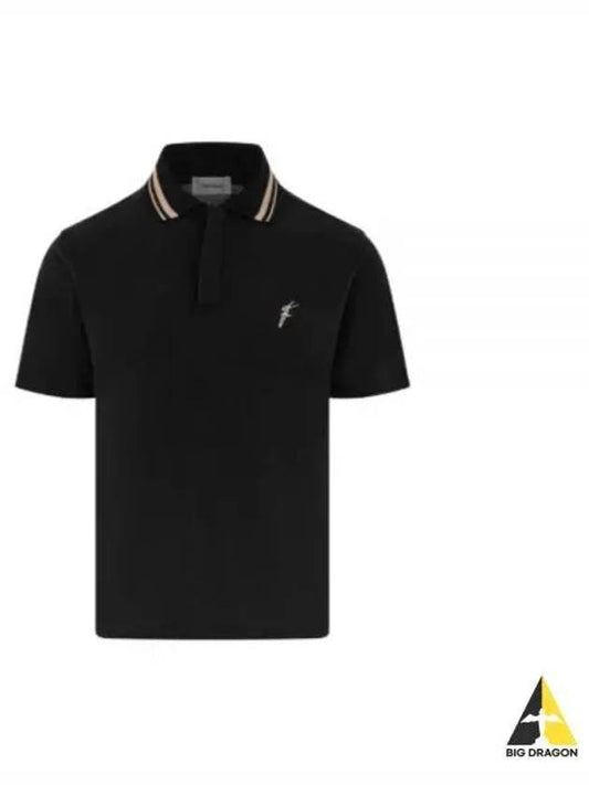 Embroidery Polo Shirt Black - SALVATORE FERRAGAMO - BALAAN 2