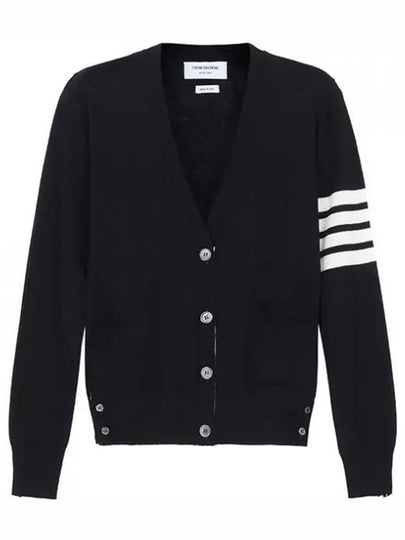 4 Bar Relaxed Fit Fine Merino Wool Cardigan Black - THOM BROWNE - BALAAN 2