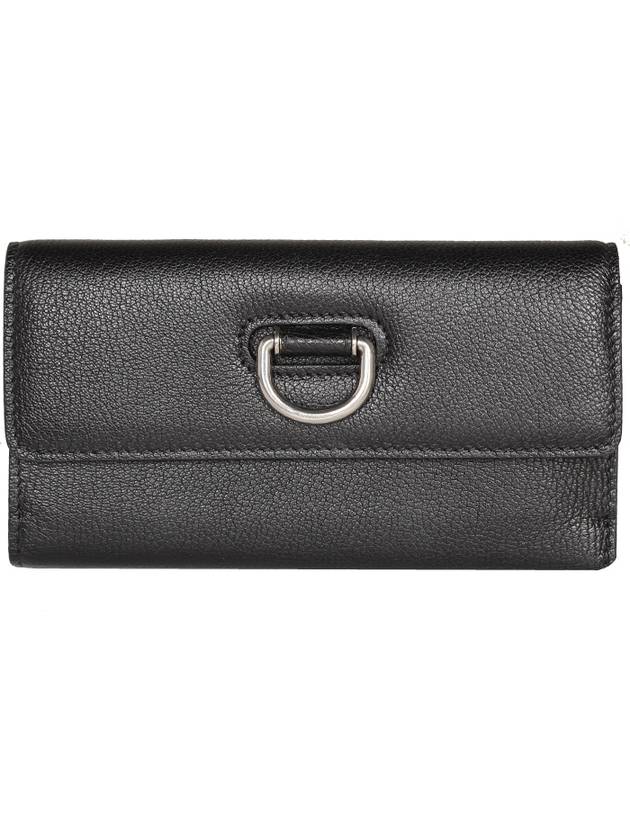 Women's D Ring Leather Long Wallet Black - BURBERRY - BALAAN 1