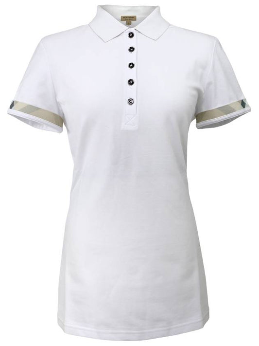 Women's Check Pattern Polo Shirt White - BURBERRY - BALAAN 2