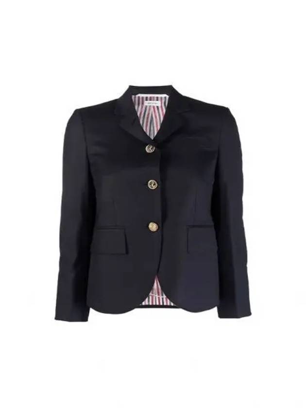 Women's Twill Slim Fit Single Breasted Wool Jacket Navy - THOM BROWNE - BALAAN 2