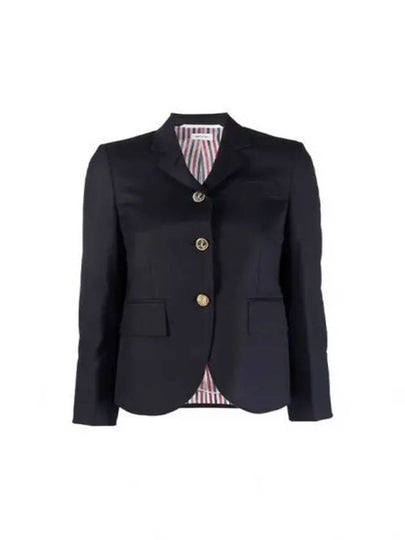 Women's Twill Slim Fit Single Breasted Wool Jacket Navy - THOM BROWNE - BALAAN 2