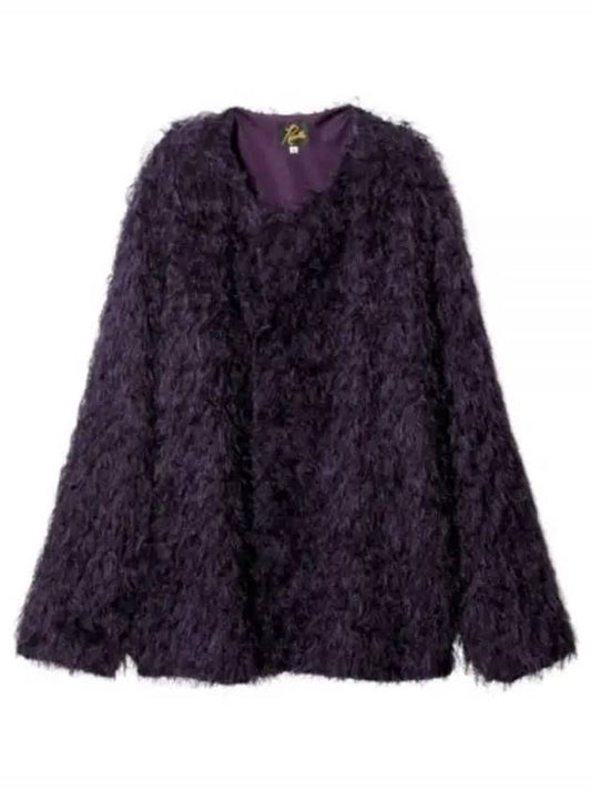 Argyle Fringe Snap Cardigan Purple - NEEDLES - BALAAN 2