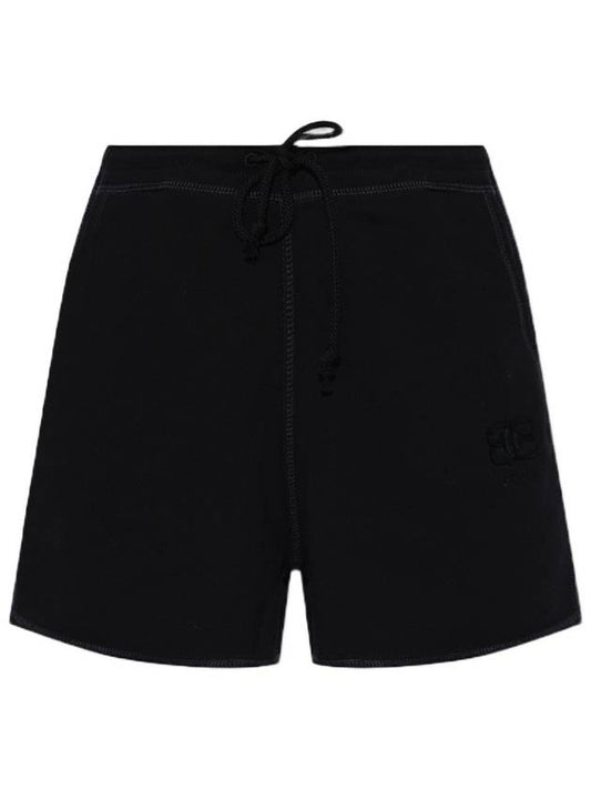 Logo Cotton Shorts Black - GANNI - BALAAN 1