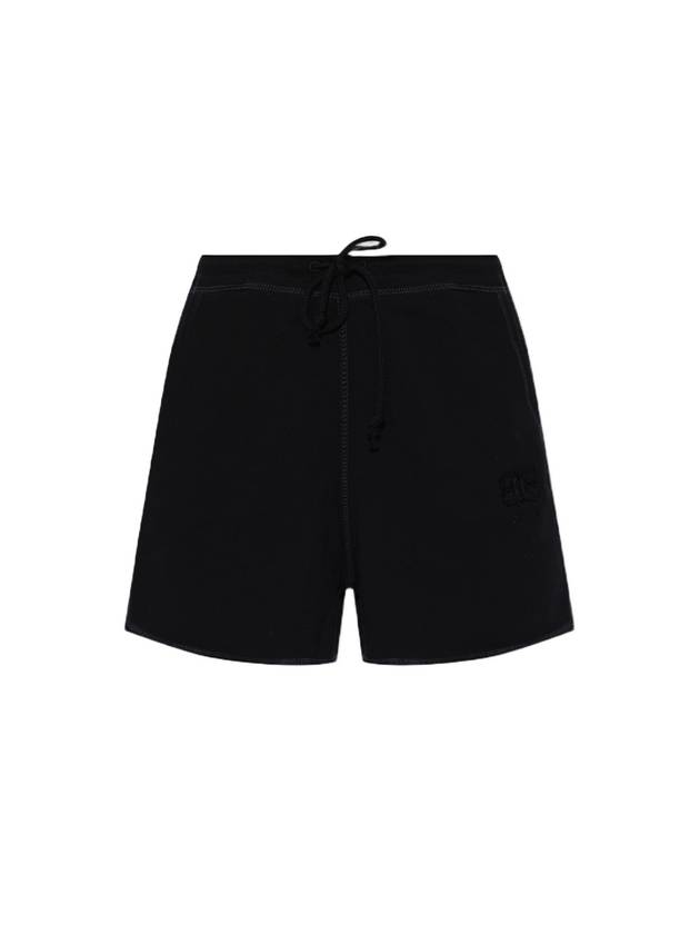 Logo Cotton Shorts Black - GANNI - BALAAN 1