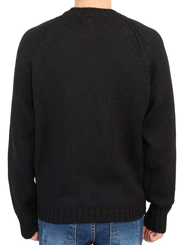 Men’s Merino Wool Knit Top Black - TEN C - BALAAN 5